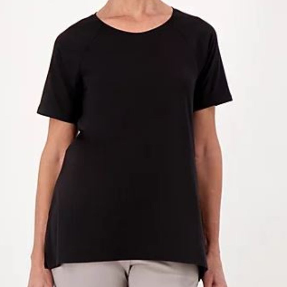 Susan Graver Sport Black Short Sleeve Tee/Tunic Medium